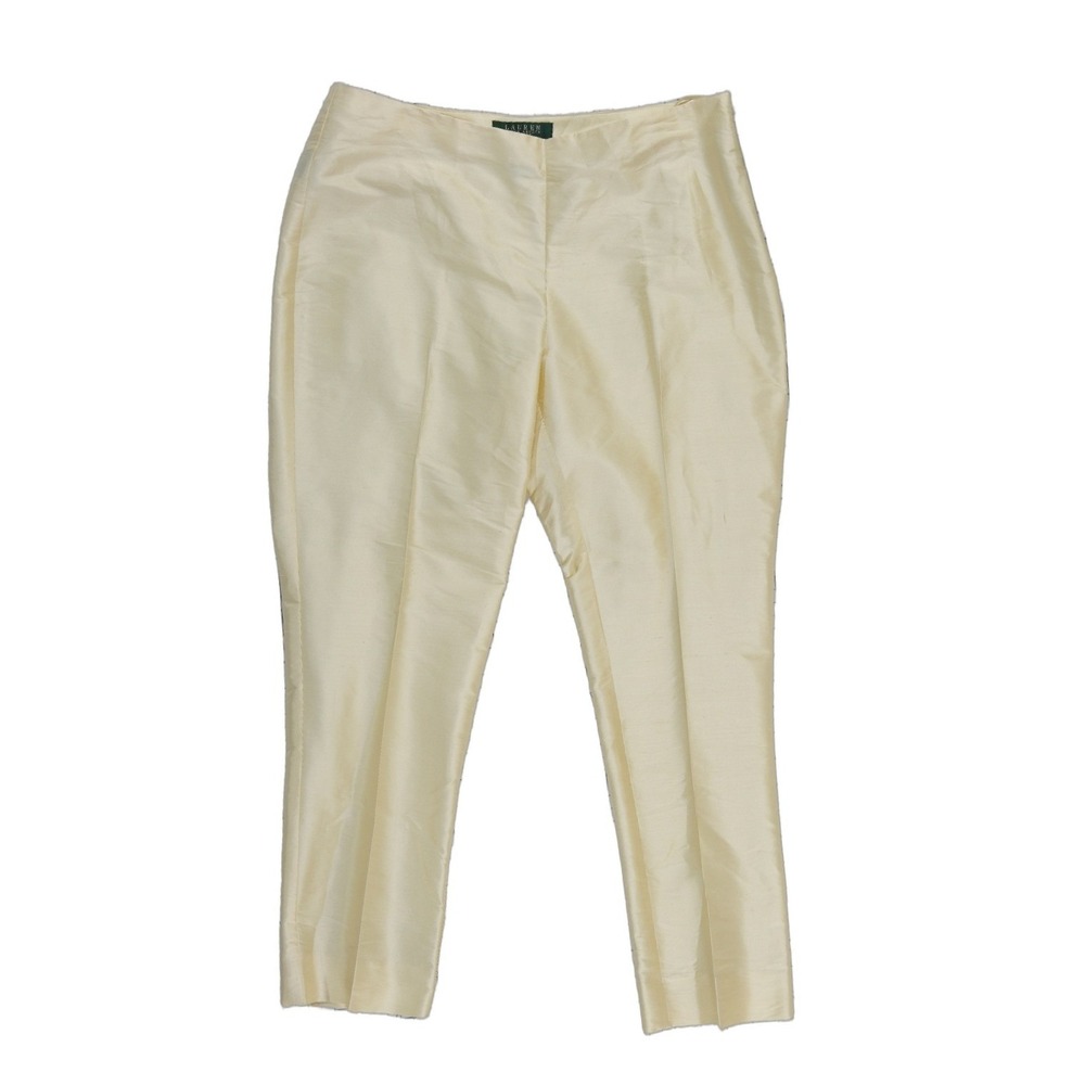Lauren Ralph Lauren 100% Silk Dress Pants Women's Size 8P Petite Cream Trousers